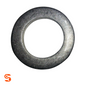 Single silver aluminum drain plug gasket with flat round washer shape and central hole