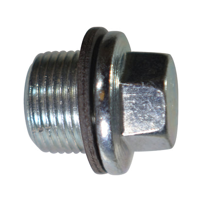 Gold-tone M20x1.50 flange-hex oil drain plug with 17mm hex and rubber gasket