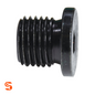 Black flat oil drain plug with M14 threads and square socket drive, shown as a single metal fastener