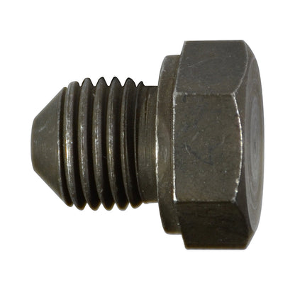 Silver M14x1.50 hex oil drain plug with 19mm hex head and threaded shaft