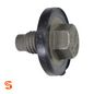 Hex oil drain plug with molded black gasket, metal hex head, pilot point tip, and threaded shaft
