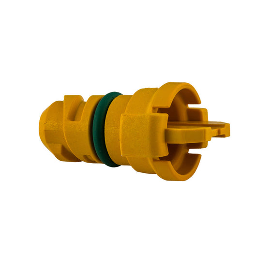 Ford/Lincoln Plastic Oil Drain Plug for Nylon Oil Pan | Internal Square 3/8" | Style: Camlock w/Green O-Ring Gasket | Size: 120° Twist & Lock | OEM: Ford 2023-15, Ford 2012-11, Lincoln 2023-16, V6 164 2.7L: Standard Performance