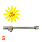 Chrome plated dual foot tire chuck with 6-inch straight tube, angled chuck head, and female threaded end