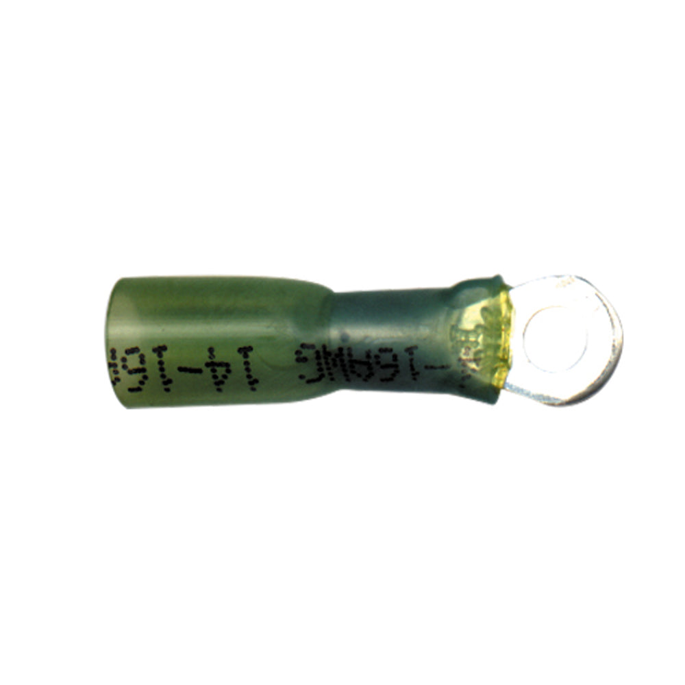 Heat Shrink Terminal Rings Color: Green Wire Size: 16-14 Stud Size: 6
