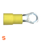 Yellow vinyl insulated ring terminal with metal eyelet for 12-10 AWG wire