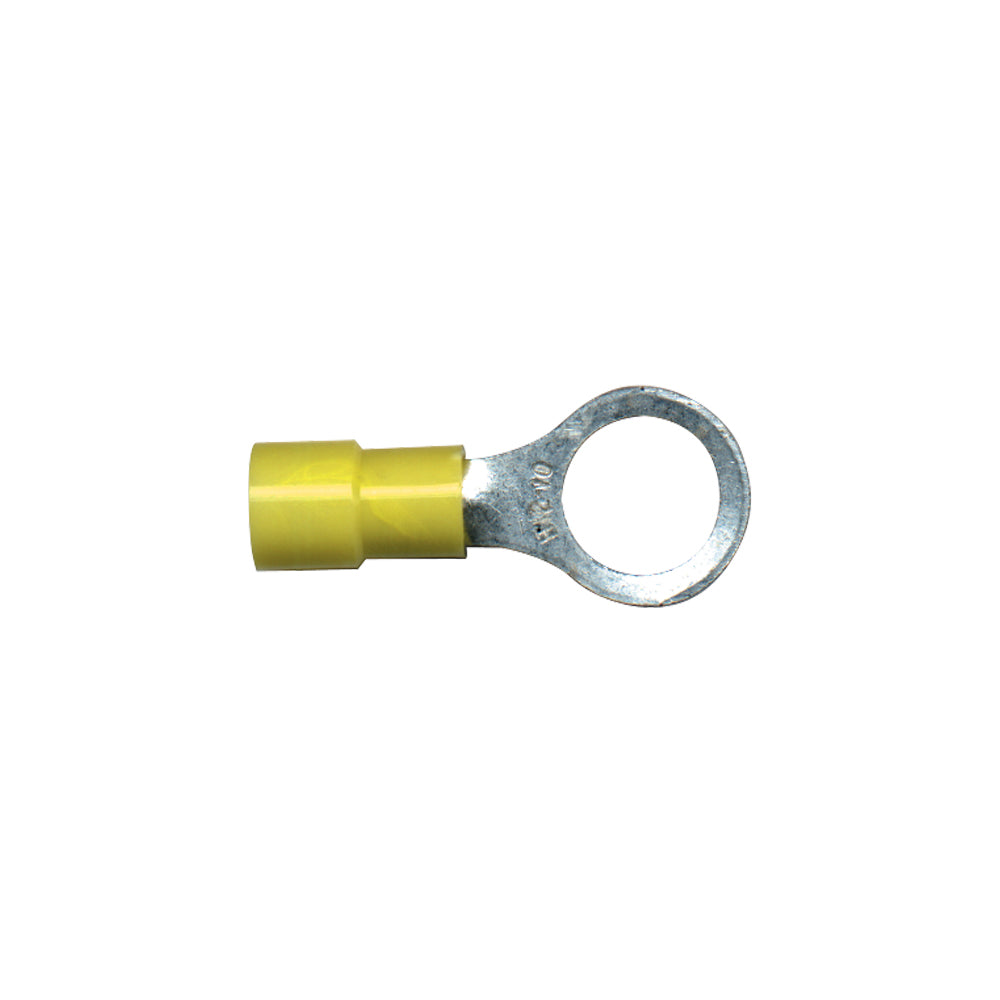 Vinyl Insulated Terminal Rings Color: Yellow Wire Size: 12-10. Stud Size: 10