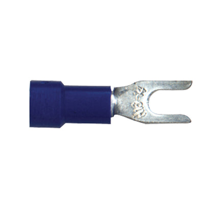Vinyl Insulated Terminal Spades | Wire Size: 16–14 AWG | Stud Size: #6 | Color: Blue