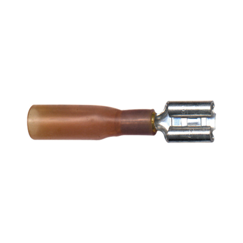 Heat Shrink Terminal- Quick Disconnect Color: Lt. Red Wire Size: 22-18 (Male)