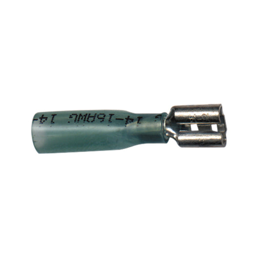 Heat Shrink Terminal Quick Disconnect | Wire Size: 16–14 AWG | Stud Size: 0.250 × 0.032 | Color: Lt. Green