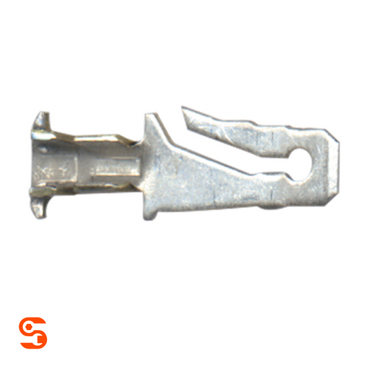 Silver non-insulated Delphi 56 quick disconnect terminal for 16-14 AWG wire