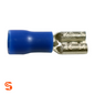 Blue vinyl insulated female quick disconnect terminal with metal 16-14 AWG connector