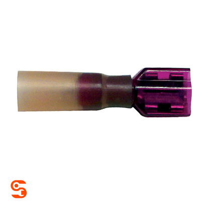 Light purple fully insulated heat shrink quick disconnect terminal for 22-18 AWG wire