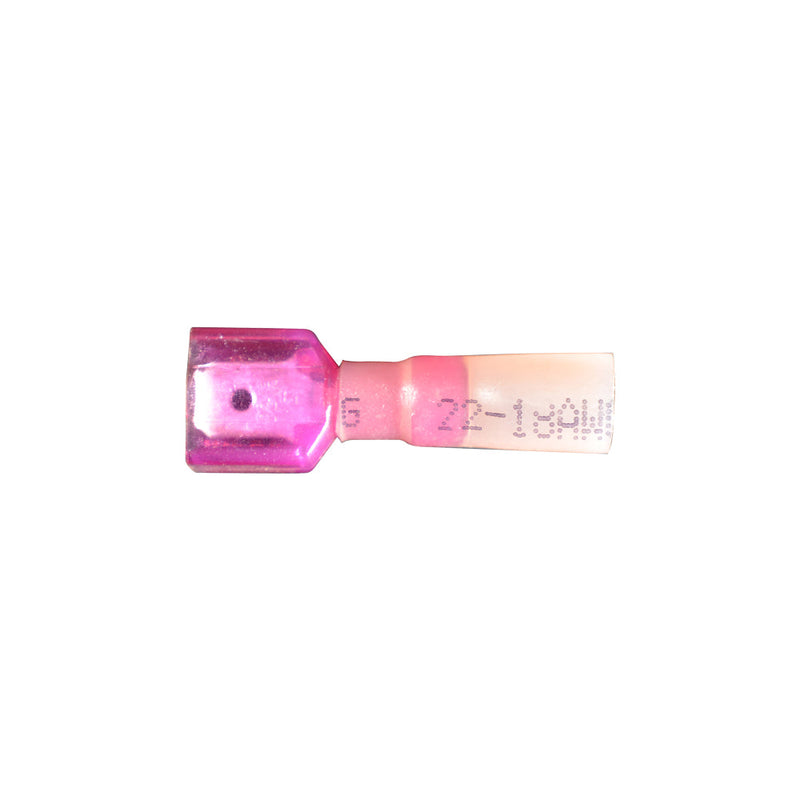 Heat Shrink - Insulated Terminals- Quick Disconnect Color: Lt. Purple Wire Size: 22-18 (Female) Stud Size: .250 x .032