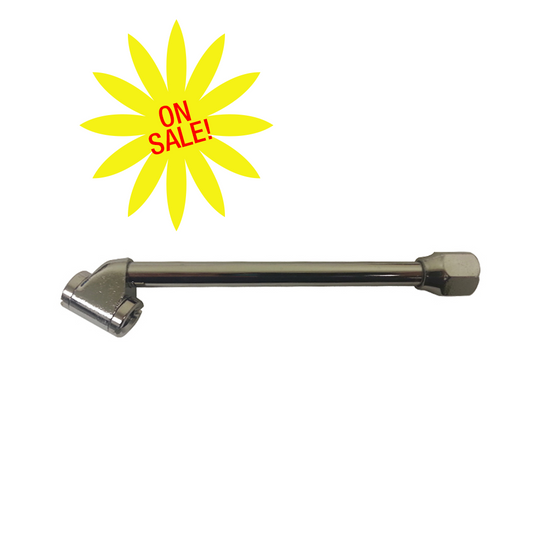 Chrome Plated Dual Foot Tire Chuck | Model: 6172 | Length: 6" Standard Bore | Angle: 30° & 120° Reverse | Thread: 1/4" NPT Female