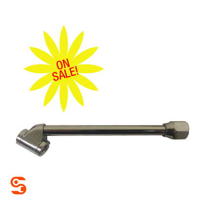 Chrome plated dual foot tire chuck with 6-inch straight tube and angled chuck head