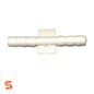 White plastic barbed hose splice vacuum connector with center mounting tab