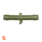 Olive green plastic hose splice vacuum connector with ribbed ends for 3/16 inch tube ID