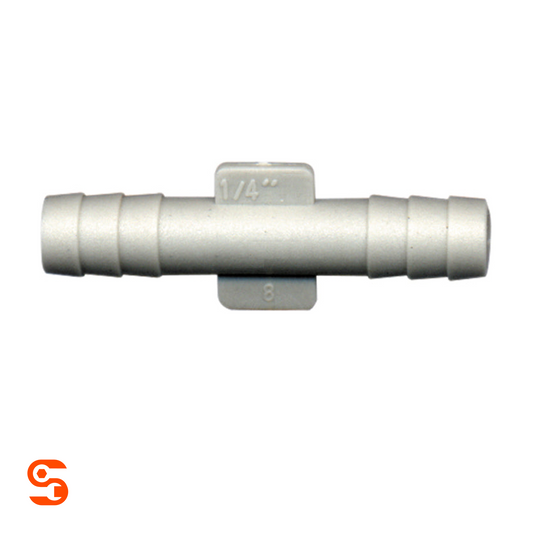 1/4 inch barbed hose splice vacuum connector with center size tabs, box of 10