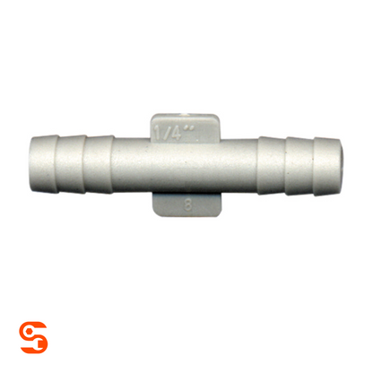 1/4 inch barbed hose splice vacuum connector with center size tabs, box of 10