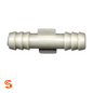 White plastic barbed hose splice vacuum connector with equal 5/16 inch tube ends, box of 10