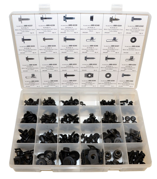 Auto Body Bolts Assortment Kit | Total Parts: 24 | Total Pieces: 135