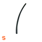 Black flexible heat shrink tubing shown as a single curved cut length on white background