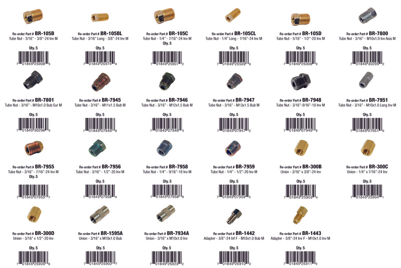 Brake Fittings Assortment ( 115 Total Pieces)