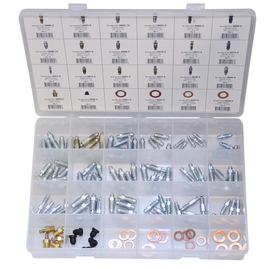 Steel Bleeder Screw Assortment | Total Part Numbers: 24 | Total Pieces: 130