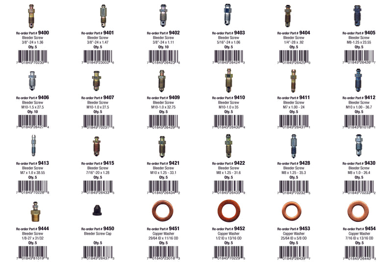 Bleeder Screw Assortment (130 Total Pieces)