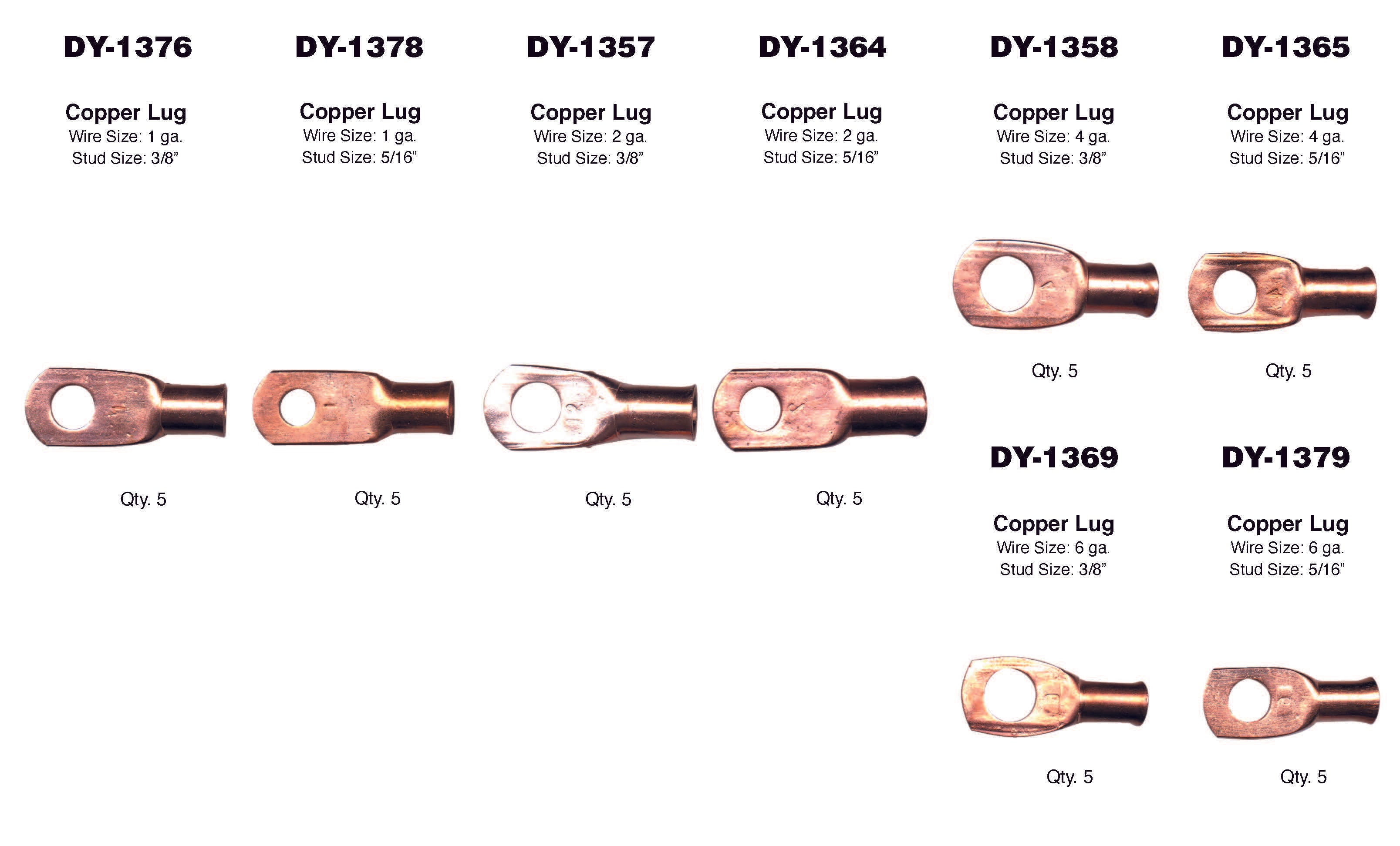 Copper Lug Terminal Assortment (40 Total Pieces)