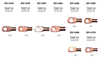 Copper Lug Terminal Assortment (40 Total Pieces)