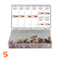 Copper lug terminal assortment in plastic organizer case with labeled compartments, 40 total pieces