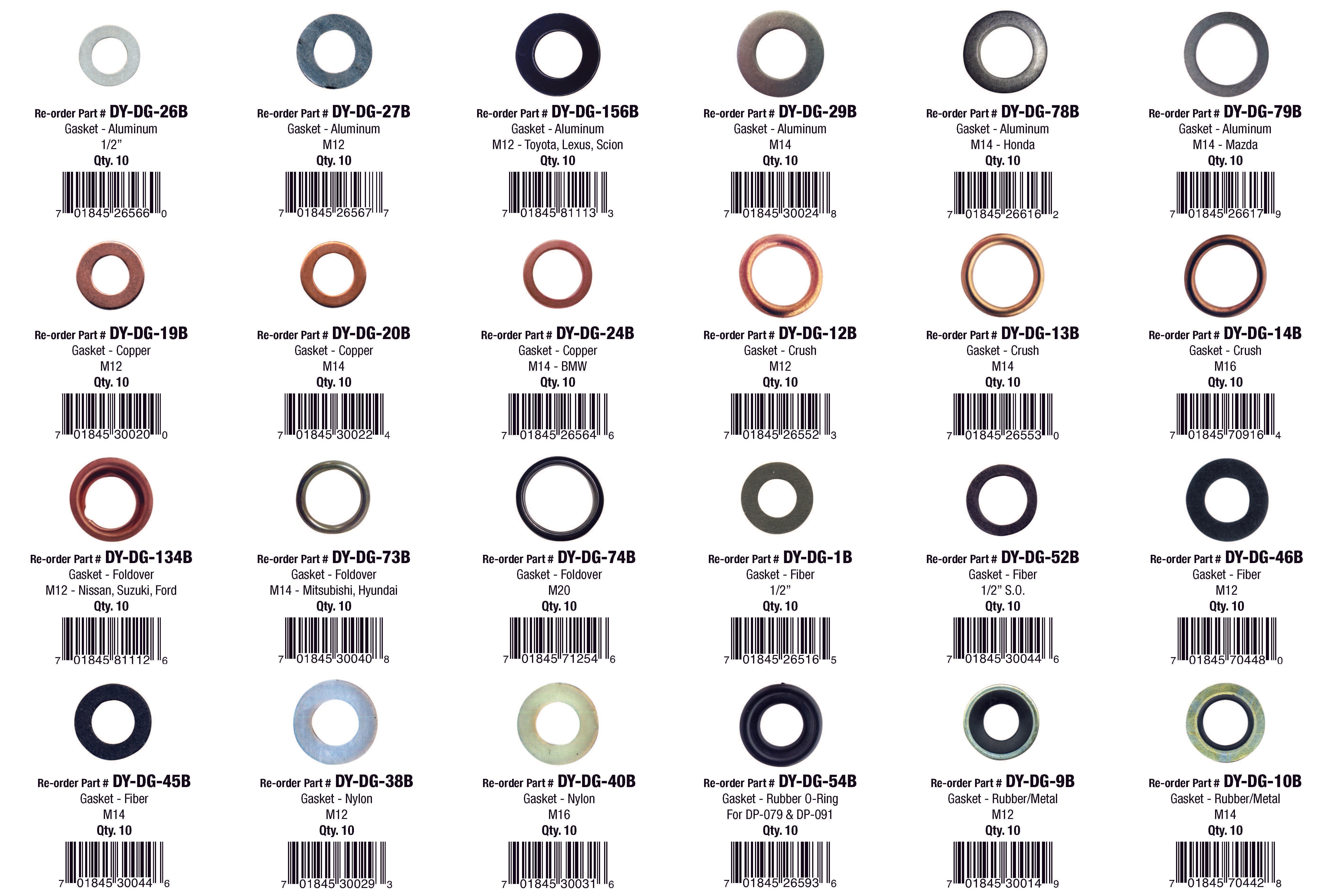 Master Drain Plug Gasket Assortment (240 Total Pieces)