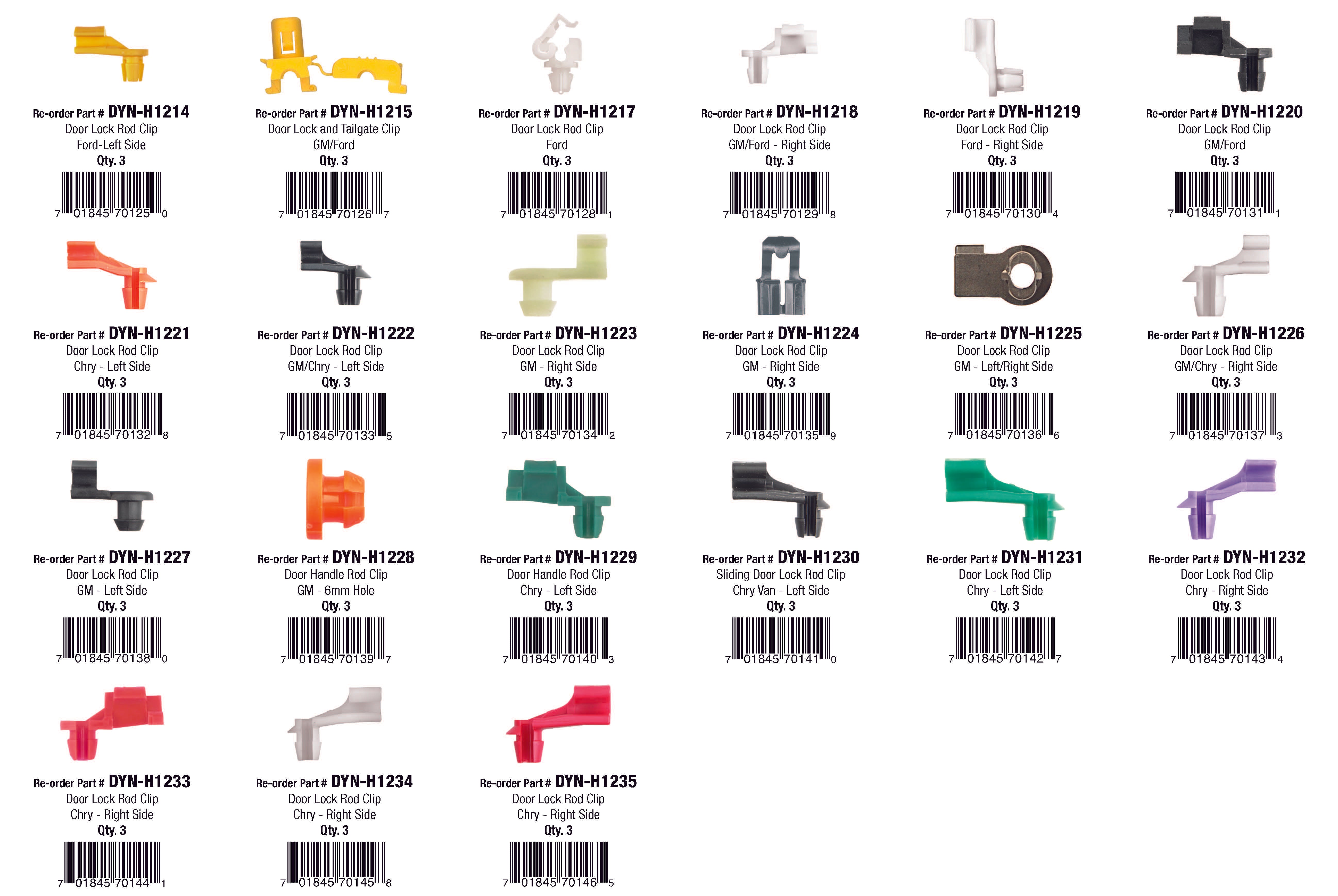 Door Locks & Hood Prop Clips Assortment (63 Total Pieces)