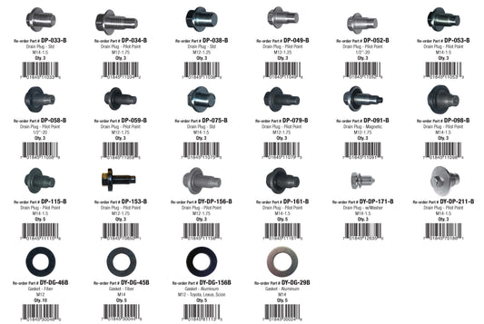 Dynamic Oil Drain Plug and Gasket Assortment | Total Parts: 22 | Total Pieces: 88