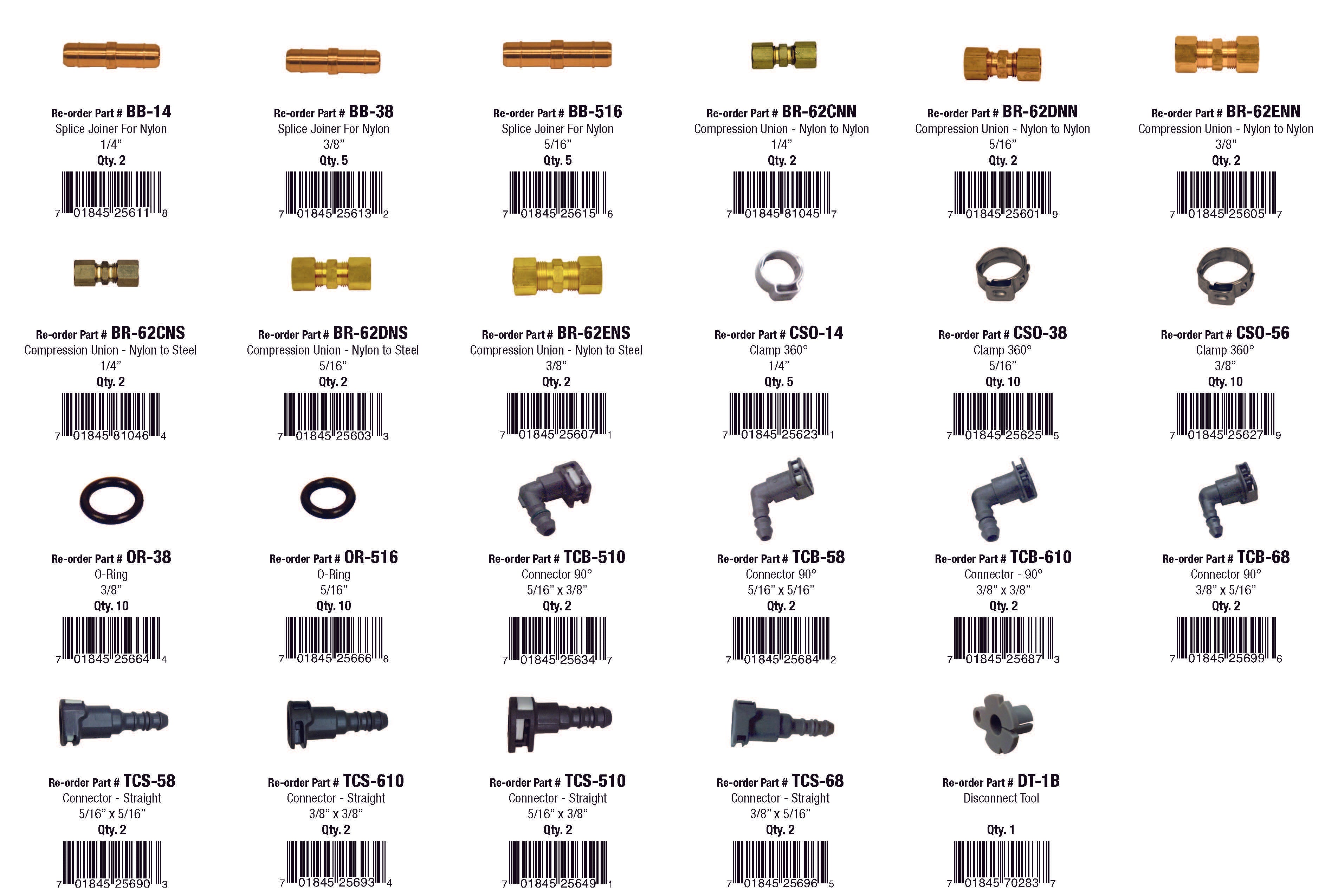Fuel Line Repair Parts Assortment (86 Total Pieces)