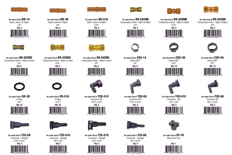 Fuel Line Repair Parts Assortment (86 Total Pieces)