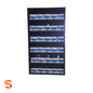 Black wall organizer filled with labeled metric nut and bolt hardware boxes, 1266-piece assortment