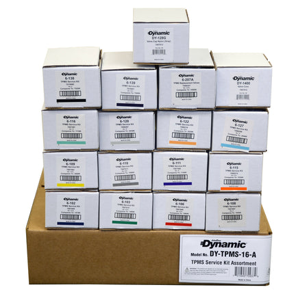 JohnDow DY-TPMS-16-A TPMS valve maintenance assortment with service kits, caps and cores