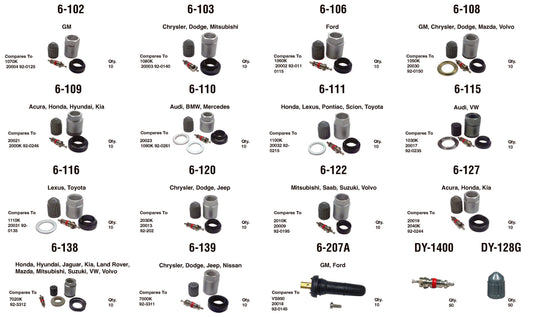 OEM TPMS Valve Stem Assortment (350 Total Pieces)