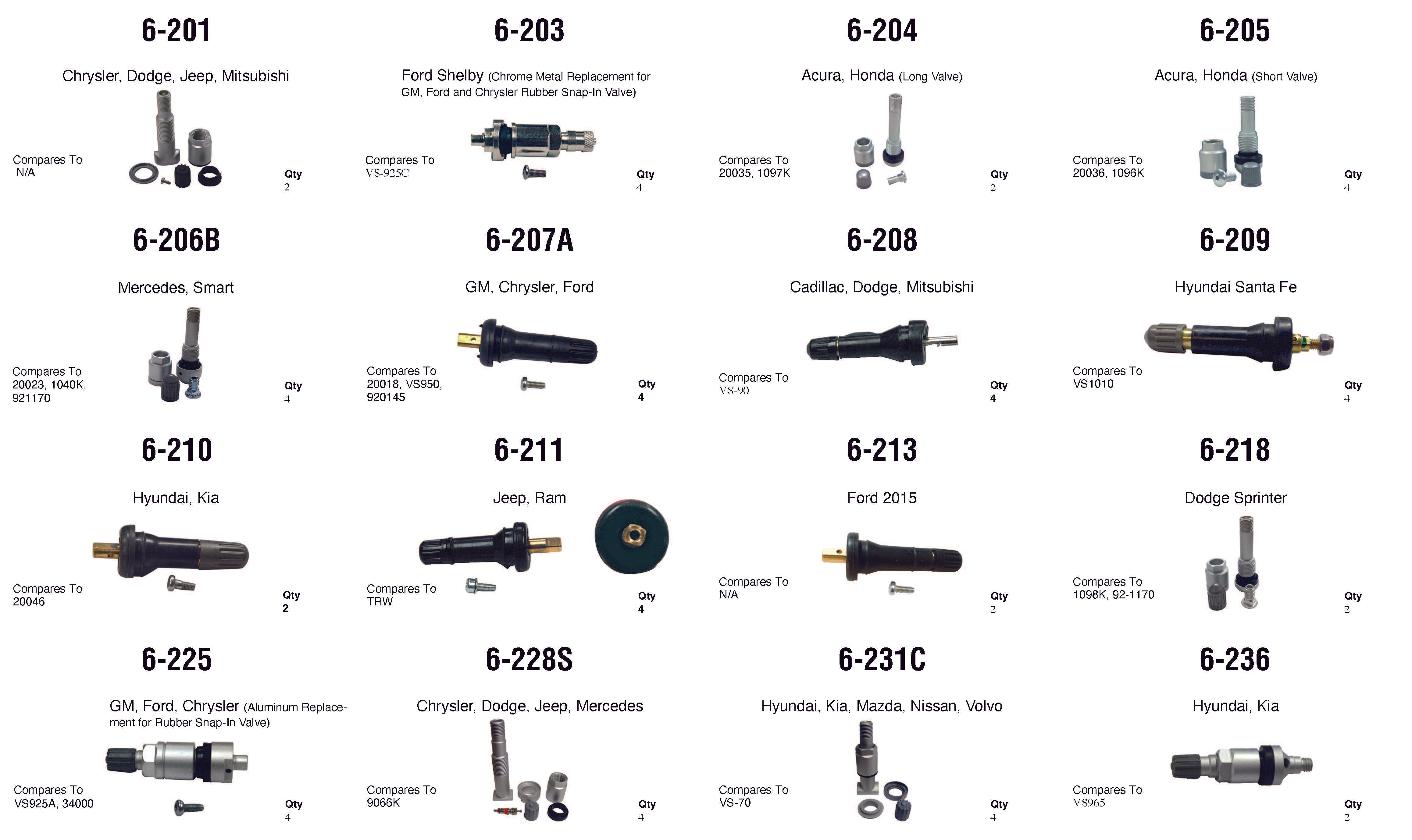 OEM TPMS Valve Stem Assortment (52 Total Pieces)
