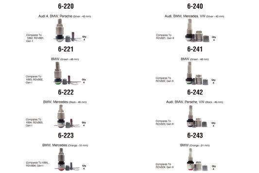 OEM TPMS EURO Valve Stem Assortment (32 Total Pieces)