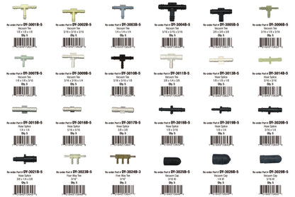 Vacuum Tee & Connectors Assortment (180 Total Pieces)