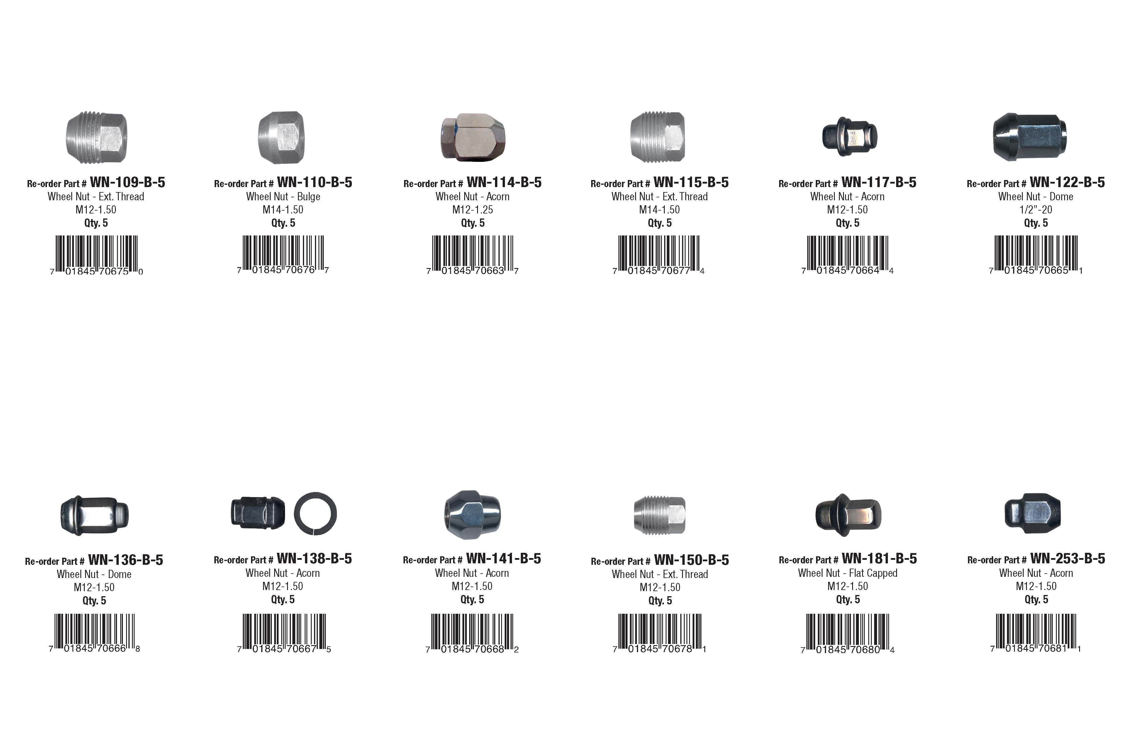 Lug Nut Assortment (60 Total Pieces)