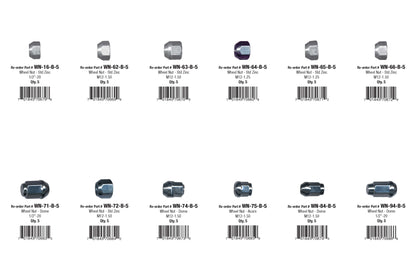 Steel Wheel Lug Nut Assortment A | Total Parts: 12 | Total Pieces: 60
