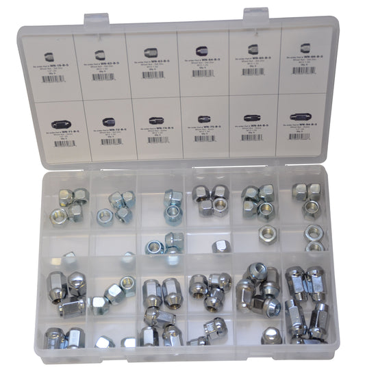 Steel Wheel Lug Nut Assortment A | Total Parts: 12 | Total Pieces: 60