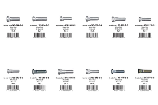Wheel Stud Assortment (60 Total Pieces)