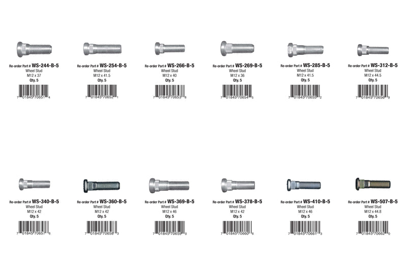 Wheel Stud Assortment (60 Total Pieces)