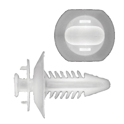 Black Nylon Door Trim Panel Shield Retainer Clips | Fits Hole Size: 1/4" | Head Diam: 3/4" | Stem Size: 3/4" | GM 1983-on | OEM# 20421800