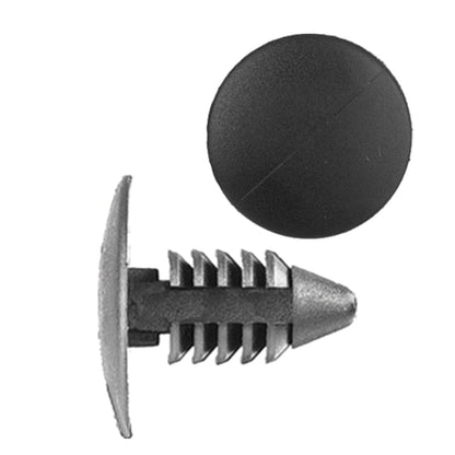 Black Nylon Fender Bumper Shield Retainer Clips | Fits Hole Size: 1/4" | Head Diam: 11/16" | Stem Size: 5/8" | GM / Ford / Chrysler | OEM# 332364, 3899358, 3691590, 60313231